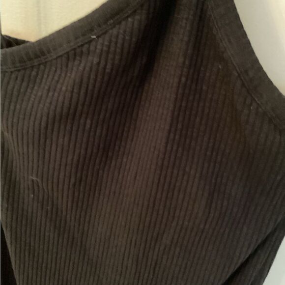 OLD NAVY SIZE XL BLACK RIB KNIT HALTER MIDI DRESS WITH SIDE SLITS - Picture 4 of 7